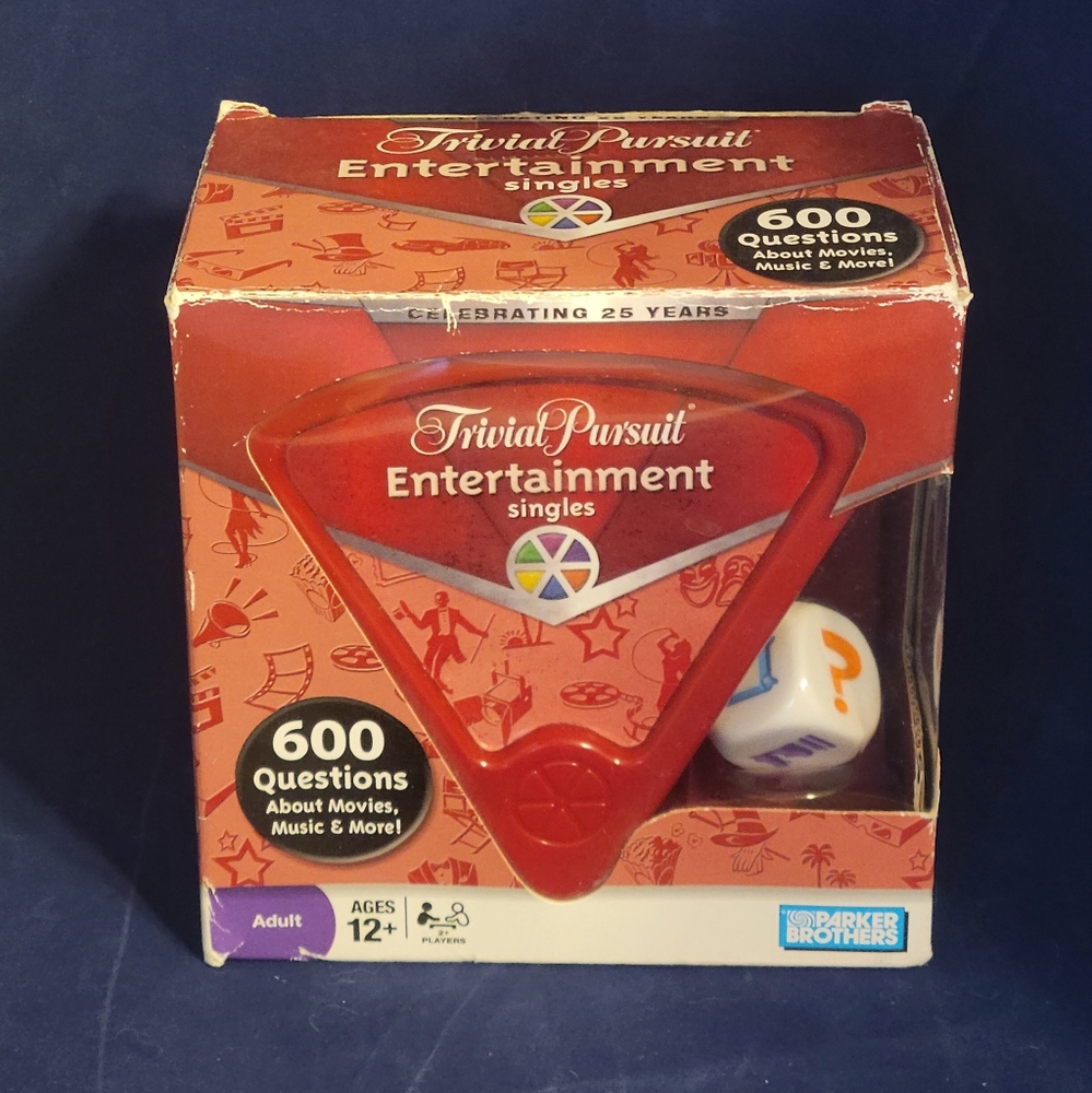 Trivial Pursuit Entertainment Singles Parker Brothers 600+ Questions NEW